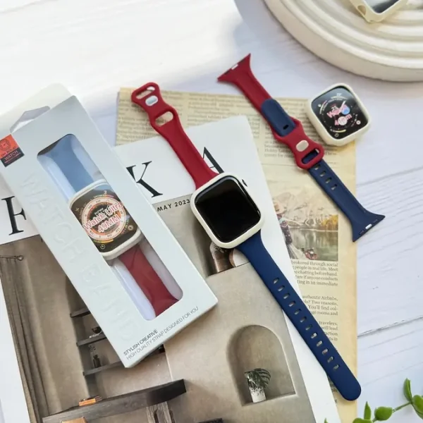 بند اپل واچ سیلیکونی با گارد French Style (کدw5029)